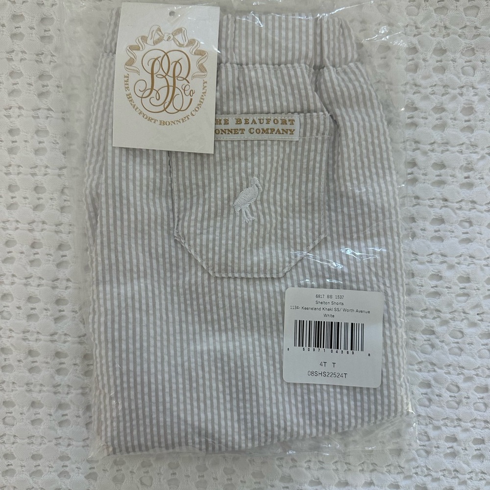 The Beaufort Bonnet Company Light Gray Striped Kids Shorts